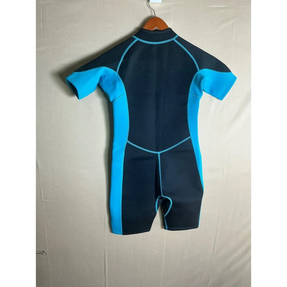 Hevto Kids Wetsuit 12 Shorty 2mm Neoprene Front Zip Youth Size 12 Black Blue K1S
